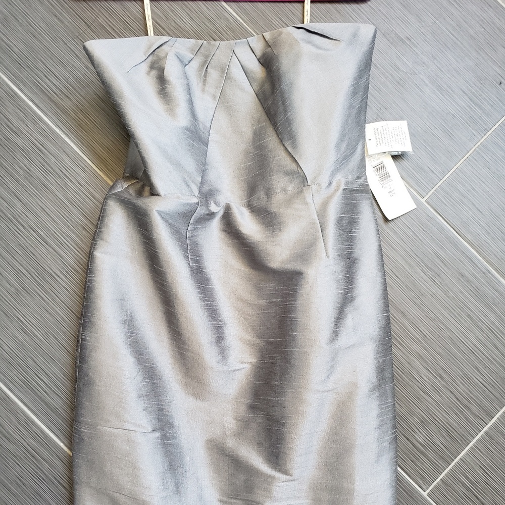 Designer Monique lhuillier Gray Ruched Gray Dress Size 10